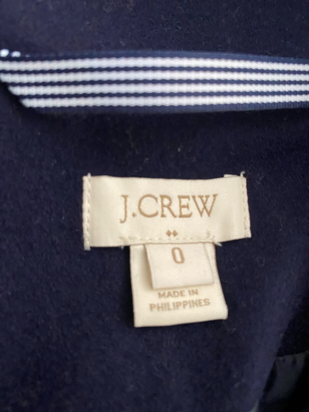 J.Crew Navy Wool Blend Pea Coat Gold Buttons Size 0 Classic Tailored Jacket - Picture 6 of 12